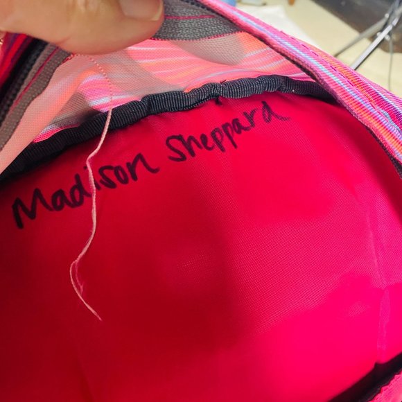 Adidas Load Spring Stipes Backpack School Bag Gray Pink Orange Blue - Picture 9 of 13